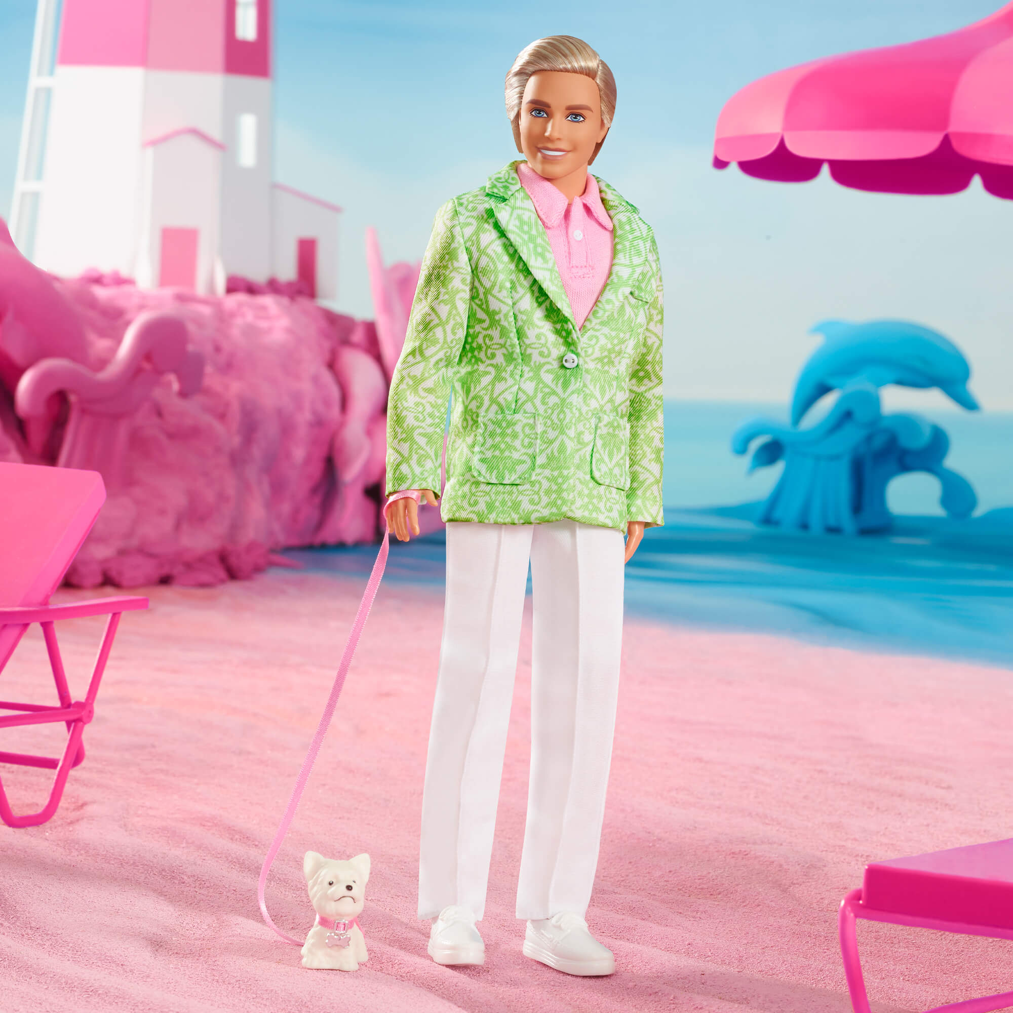 &quot;Sugar’s Daddy” Ken Doll in Pastel Suit With Dog – Barbie The Movie