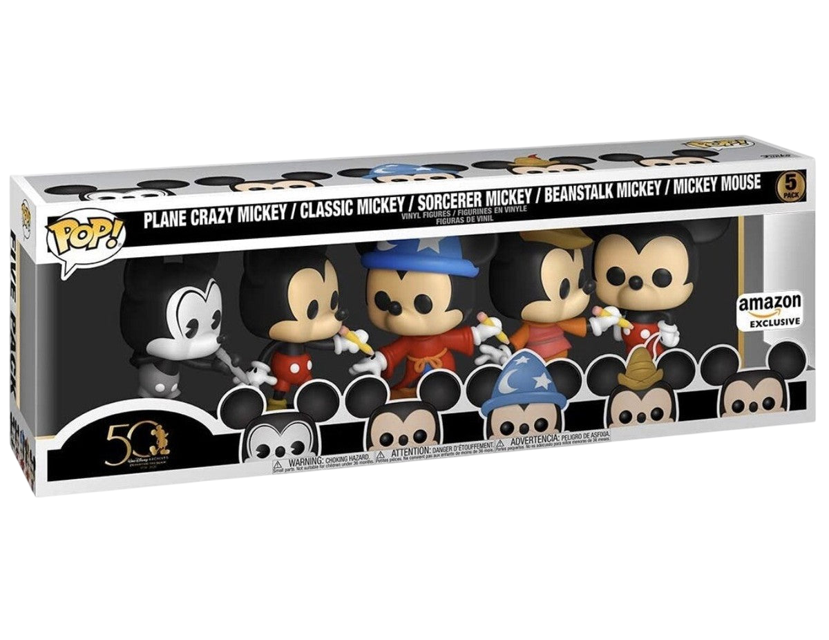 POP! Disney: Disney - Plane Crazy Mickey / Classic Mickey / Sorcerer Mickey / Beanstalk Mickey / Mickey Mouse 5-Pack Amazon Exclusive